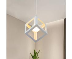 Kiwaezs lampadario a sospensione Vintage, A Forma di Cubo, E27 moderni in Metallo, camera da letto incasso bianco, soggiorno per cucina corridoio bagno