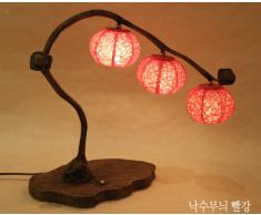 Lampada a Sfera Lavorata a Mano in Carta Di Riso o Gelso Da Tavolo Con Motivo Tree Frutti Arte Tonalità Verde Per Uso Domestico e Decorativo Rotonda Lanterna Abat-Jour Marrone In Stile Orientale Per Camera Da Letto