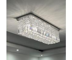 A1A9 Lampadari di cristallo moderni, plafoniera rettangolare a goccia di pioggia, apparecchio a sospensione a led da incasso per soggiorno, sala da pranzo, salotto