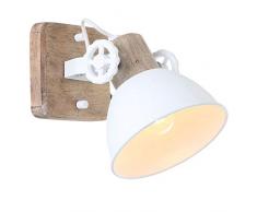 Lampada da parete in stile vintage, colore bianco, in legno di quercia, lampada regolabile, 7968 W