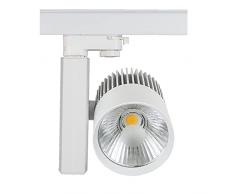 Faretto Led Soffitto da Interni Orientabile 360° - 90° PROGETTATO IN ITALIA, Luce Neutra 4000k 6000 Lumen, per Binario EU-TRACK, Faretto Led Spot Negozio con Certificato CE - Senza Sfarfallio, Bianco