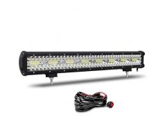 Willpower Barra LED 58cm 23 Pollici 480W Fari LED 12V 24V Combo Fascio Spot e Inondazione Faretti LED Faro da Lavoro LED Barra Luci LED per Fuoristrada Auto Trattore Camion 4x4 Barca ATV con Cablaggio