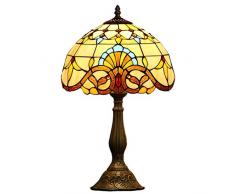 19 Pollici di Altezza Stile Tiffany Lampade Grande Tavolo Barocco Luce dello Scrittorio con Macchiato Vetro Luce Ombra E Resina Corpo, Vittoriano Accent Vintage Lampada for Il Salone del