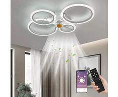 Ventilatore Da Soffitto Con Illuminazione, Plafoniera A LED Con Ventilatore E Telecomando Per App, Plafoniera Dimmerabile Da 96 W, Luce Temporizzata Per Ventilatore Per Soggiorno Camera Da Letto