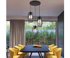 Lampadario Nordico Creativo Lampadario In Ferro Battuto Dipinto Semplice Lampadario Geometrico Quadrato Lampadario Utilizzato Nel Ristorante,E27 (Color : Nero)