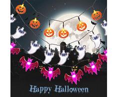BrizLabs Halloween Luci Stringa 3 Pezzi 20 LED Arancia Zucca Bianco Fantasma Viola Pipistrello Catena Luminosa di Halloween a Batteria Alimentate per Natale Interno Festa Autunno Ringraziamento