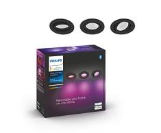 Philips Hue White&ColorAmbiance Centura, 3 Faretti ad Incasso Smart, Base Rotonda, Bluetooh, Controllo Vocale, 3x6 W, Nero