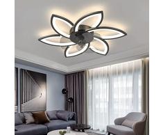 通用 78 cm Lampadario Ventilatore da Soffitto Con Telecomando Led Dimmerabile Pale da Soffitto Design DC Plafoniera Fiore Led Reversibile 6 Velocità Lampadari a Ventola per Camera da Letto Cucina,Nero