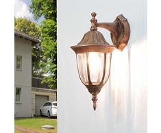 Lampada da parete da esterno Milano color rame antico design retrò IP44 E27 60 W ideale per il cortile e giardino