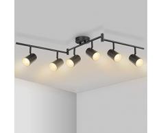 Kimjo Faretti LED da Soffitto Orientabili 6 Luci - Nero Lampada da Soffitto Interno Moderna - Faretti da Parete per Camera Lampadario Faretti per Soggiorno Cucina - Lampadina non Inclusa