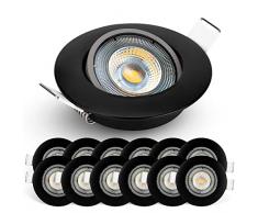 E EMOS Exclusive Faretti LED da Incasso per Cartongesso 5W / 450 Lumen | Faretti da Incasso 3000K Luce Bianco Caldo - Set di 12 pezzi Spot LED Orientabili a 50°, Rotondi e Ultra Piatti in Nero