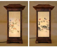 Lampada In Carta Di Riso o Gelso Lavorata a Mano Arte Deco Paralume Con Motivo Pittura Di Prati e Insetti Art Nouveau o Lanterna Abat-Jour Stile Orientale Per Camera Da Letto