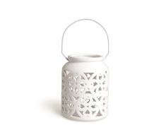 Excelsa Lucerna Lanterna Ceramica con Manico, Bianco, 12x12x16 cm