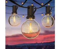 BESCOST Luci da Esterno Giardino 15m/50FT,Catena Luminosa Esterno con 25+2 Lampadine,Lucine da Esterno IP44 Impermeabile,Catena Luci da Esterno per Gazebo Balcone Terrazza Patio Matrimonio Natale