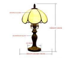 Hobaca® 8 pollici Amber Glass Tiffany Lampada da tavolo in oro vintage paralume design classico paralume E27 Home Deco per soggiorno