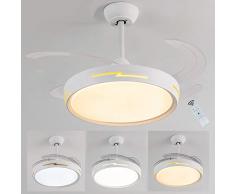Ventilatore da soffitto,ventilatore a soffitto con luce e telecomando,Dimmerabile ventilatori a soffitto 54W silenzioso 4 pale retrattili reversibile Ventilatore soffitto Per Camera da Letto Soggiorno