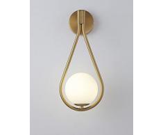 KRIPINC Applique da Parete Interno Vintage, Lampada da Parete LED a Sfera in Vetro 5W, Lampada da Muro Camera da Letto, Applique Moderne da Parete per Soggiorno, Camera da Letto, Bagno (Oro)