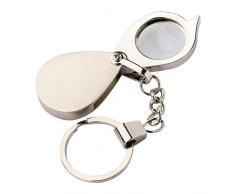 SUPVOX Portachiavi con lente dingrandimento portatile, pieghevole, 10 x lente dingrandimento manuale con portachiavi
