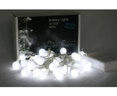 Brightstuff - Catena di 40 luci LED, a batteria, luce bianca fredda