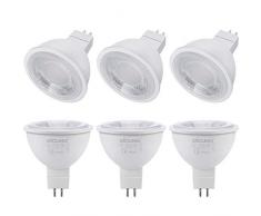 DiCUNO Lampadina LED MR16 GU5.3 5W, Non dimmerabile, Lampadine LED spot, Equivalente alogeno 50W, 500LM, Bianco caldo 2700K, AC/DC 12V, angolo del fascio di 38 °, 6 Pezzi
