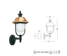 Applique in alto classica lampada da parete per esterno grigio-rame