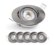 E EMOS Exclusive Faretti LED da Incasso per Cartongesso 5W / 450 Lumen | Faretti da Incasso 4000K Luce Bianco naturale | Set di 6 pezzi Spot LED Orientabili a 50°, Rotondi e Ultra Piatti in Argento