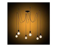 Lampadario Retrò Con G80 lampadine, lampada e sospensioni lampadari da soffitto E27 Portalampada con 1,8 m filo per salotto sala da pranzo casa, 6 Bras Noir avec 6 Led Ampoules 40.00W