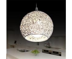 LED Argento Creativo Metallo Lampadario Base in Alluminio Emisfero Rotondo Sfera Ombra Single Ciondolo Luce Interno Ristorante Droplight Lampada da Soffitto (Lampadina Non Inclusa)