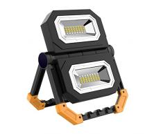 Proiettore Portatile Luce LED, T-SUN 30W Lavoro Luce da Campeggio Esterni con Cavo USB, 4400mAh Faretto a LED Portatile Ricaricabile, Luce Bianca di Sicurezza Emergenza. (Rotazione 360 °)