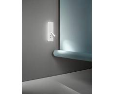 PERENZ Lampada murale doppia Luce e doppio interruttore Applique con presa USB Luce LED 12W e Faretto da lettura orientabile da 3W