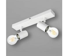 Kimjo Lampada da soffitto Orientabili, Bianco Plafoniera da Soffitto con 2 Faretti, Non Incluse ma Adatta per Lampadine E27, Max Non più di 60W, Lampadario LED Moderna da soffitto per Camera Salotto