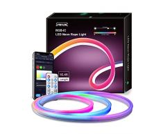 LPDISPLAY RGBIC Neon Strisica LED, Sincronizzazione di musica, Striscia Luminosa Colorosa Fai-da-Te, Funziona con Alexa e Google Assistant, 3m Neon Striscia Led