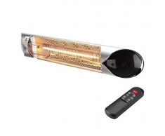 my4garden.com Lampada Infrarossi Riscaldante Bassa luminosità con Telecomando e Lampadina in Carbonio, 2000 Watt, IP55, 4 Livelli di Potenza, Interno e Esterno, Bassi Consumi Blaze2000, Argento