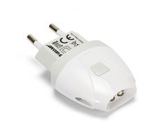 VELAMP Torcia dEmergenza Automatica con Funzione Luce di Cortesia, LED 1 W, Bianco, 7.96 x 4.9 x 2.42 cm