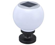 Luci Solari per Esterni, Sfera Rotonda Lampada Solare per Esterni a Colonna Rotonda Recinzione per Villa LED Lampione a Globo Lanterna per Palo Esterno per Cortile Patio Passerella Decorazione