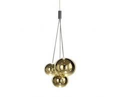 Lampadario a 3 Luci Moderno Lampade a Sospensione con Sfera di Vetro a LED, Cluster di Lampade a Sospensione da Soffitto Per Cucina & Sala da Pranzo (Oro)