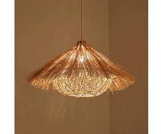 ZURDOX Lampada A Sospensione In Stile Lampadario Intrecciato In Rattan Paralume In Cesto Di Vimini In Metallo Lampadario Intrecciato Cavo Con Plafoniera In Bambù Di Vimini Per Bar, Caffetteria