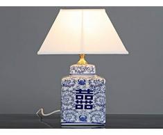 Lampada da vaso cinese con doppia felicità floreale pittura blu