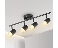 Kimjo Faretti LED da Soffitto Orientabili 4 Luci, Nero Lampada da Soffitto Interno Moderna, Faretti da Parete per Camera, Lampadario Faretti per Soggiorno Cucina, Lampadina non Inclusa