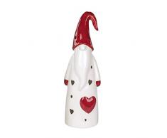Formano - Lanterna Decorativa a Forma di Gnomo, in Ceramica, 60 cm, Bianco/Rosso
