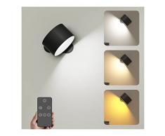 Lampada da Parete, Lampada Led Con Telecomando Batteria Ricaricabile, Lampada A Led Per interni Con Controllo A Sfioramento 3 Livelli di Luminosità 3 Modalità di Colore Ruotabile A 360° per Soggiorno