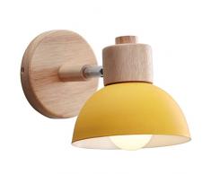 iDEGU Lampada da Parete Retrò Vintage Applique da Parete Interno in Metallo e Legno Moderne Lampada a Muro Orientabile E27 Luce da Camera da Letto Soggiorno (1 Pezzo, Giallo)