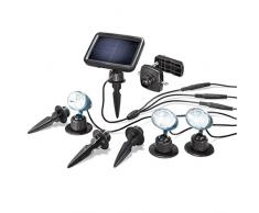 Solar Spot Trio Professional Bianco freddo 6500 K con tre Spot, 15lm luce di alimentazione per faretto, di alta qualità e resistente alle intemperie in vero vetro di modulo solare Esotec 102542