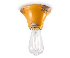 Ferroluce Retrò Plafoniera Vintage Minimal E14, 46 W, Giallo Lucido, 10x7.5 cm