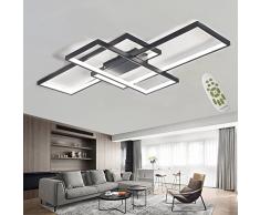 Plafoniera moderna e minimalista a LED Lampada da soffitto quadrata geometrica Plafoniere di design alla moda Plafoniere di personalità Camera da letto Studio Soggiorno Lampada da soffitto, Nero, 140