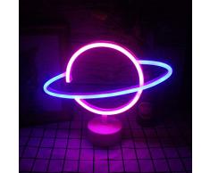 Wanxing Luce al Neon Rosa e Blu Del Pianeta Con Lampada Da Tavolo Piccola a Luce Notturna Di Base