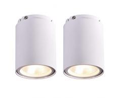 Faretto LED a soffitto 2 Pezzi 8 Watt Montaggio superficiale ø60mm 3000K Lampada per soggiorno Ufficio Commerciale Reception Lobby Sala fitness, Bianco