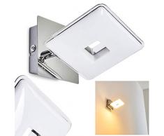 Applique murale LED Vallorbe in metallo di colore cromo - Lampada da parete cromata - Faretto spot orientabile 1 x 3,8 Watt - Luce calda 3000 Kelvin - 330 Lumen