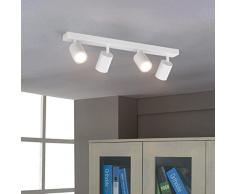 Klighten Faretti da Soffitto Orientabili Bianco, con 4 Attacco GU10, Plafoniera 4 Luci Interno, lampada Soffitto per Cucina, Soggiorno, Camera da Letto, Max 50W x 4, Lampadina Non Inclusa