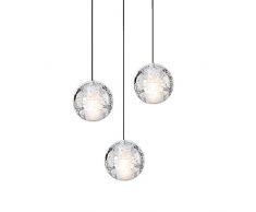 CCSUN Moderno K9 Cristallo Goccia Di Pioggia Lampadario,creativo Globo 3-luci Lampada Sospensione Sferico Plafoniera Da Soffitto Altezza Regolabile G4 Lampadario Per Scala Sala Da Pranzo 3-luci